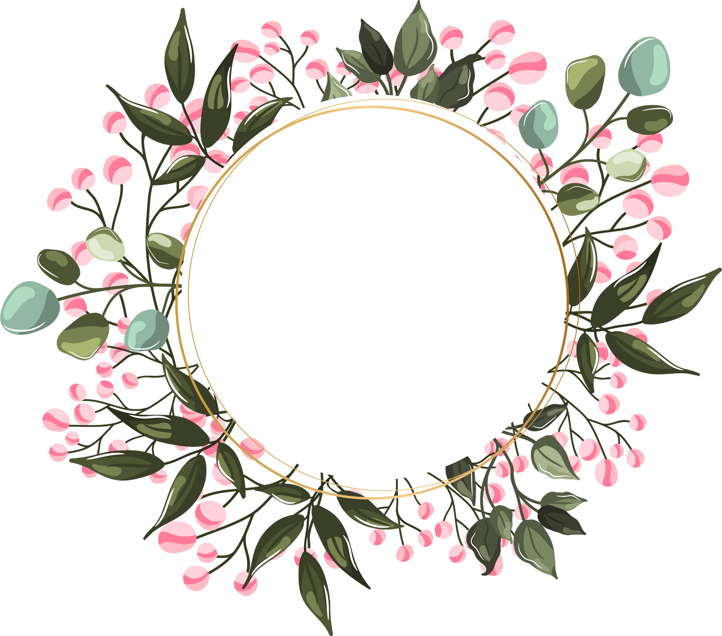 Circular Frame with Flowers Illustration